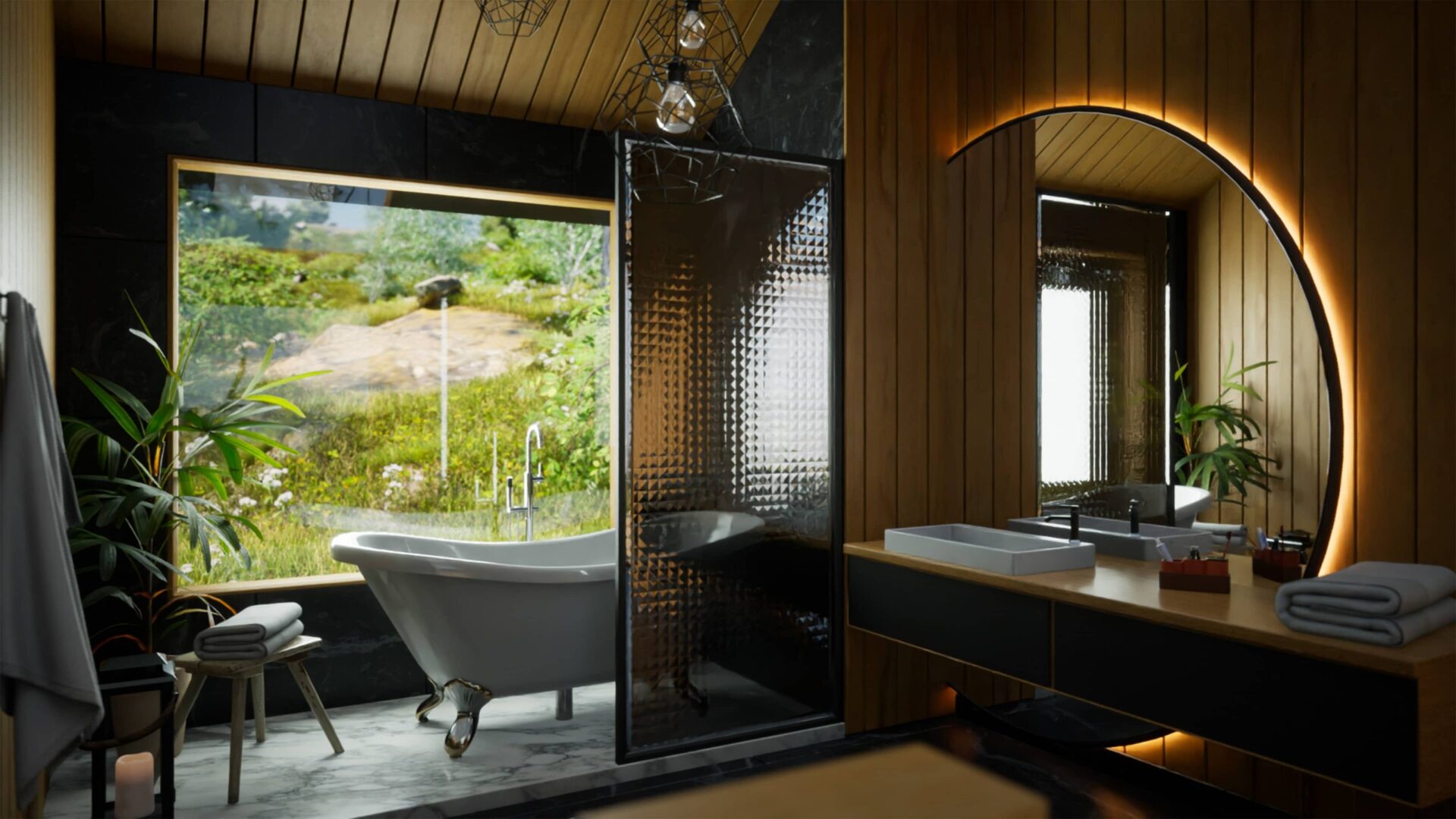 Twinmotion_Rendu 3D réaliste d’une salle de bain avec Twinmotion – Formation Formalisa Rendu 3D d'une salle de bain moderne et lumineuse, créé avec le logiciel Twinmotion, mettant en avant les compétences enseignées dans les formations Formalisa.