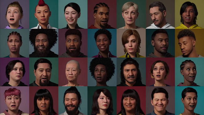 Divers portraits numériques de personnages réalistes.