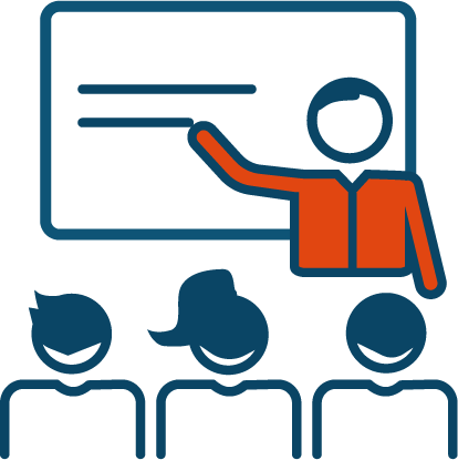 Des formations individuelles et personnalisées Illustration d’un homme sélectionnant une option sur un écran