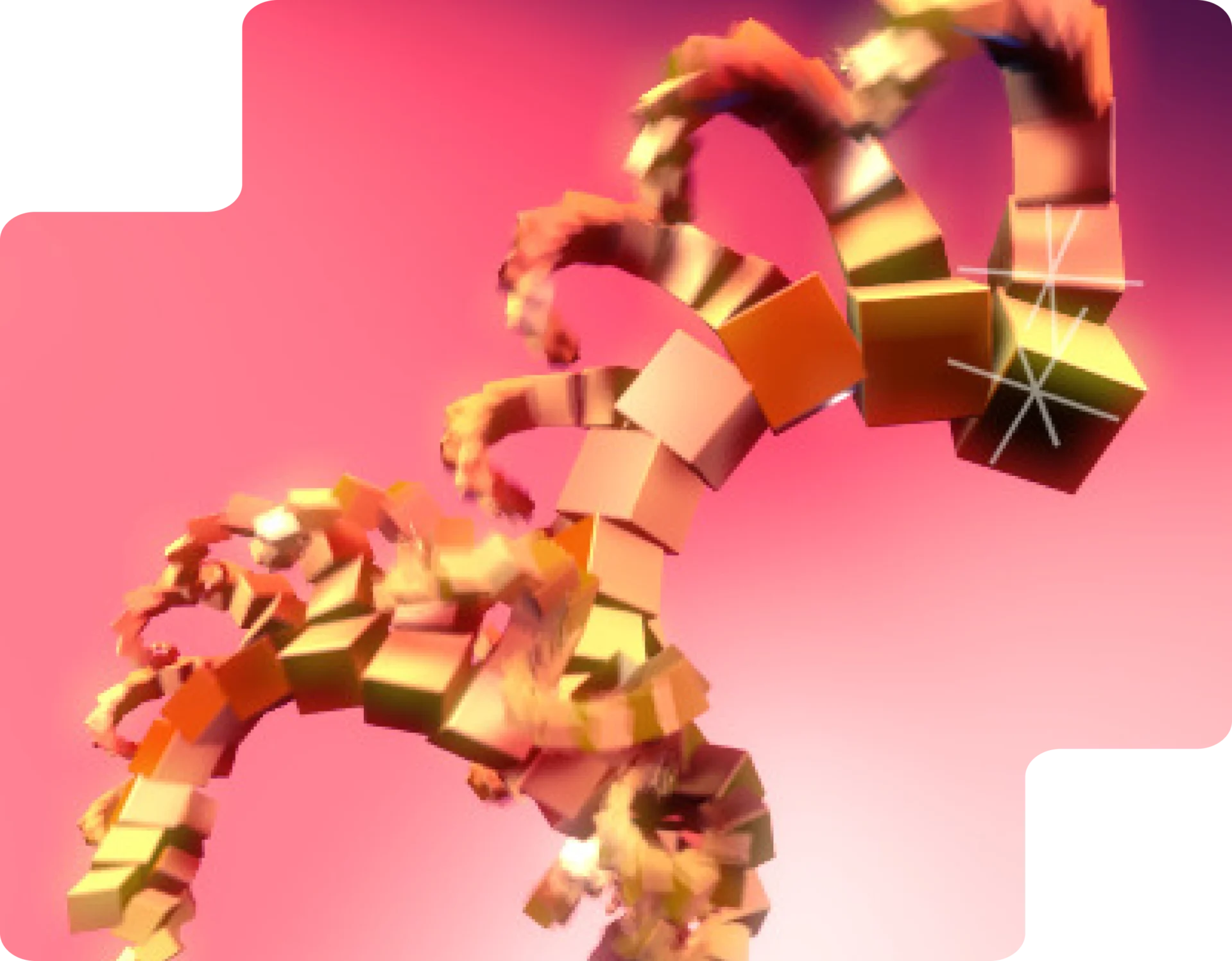 Blender : Donnez vie à vos idées avec la 3D et l'animation Animation 3D dynamique réalisée avec Blender, représentant des cubes en mouvement sur fond rose.