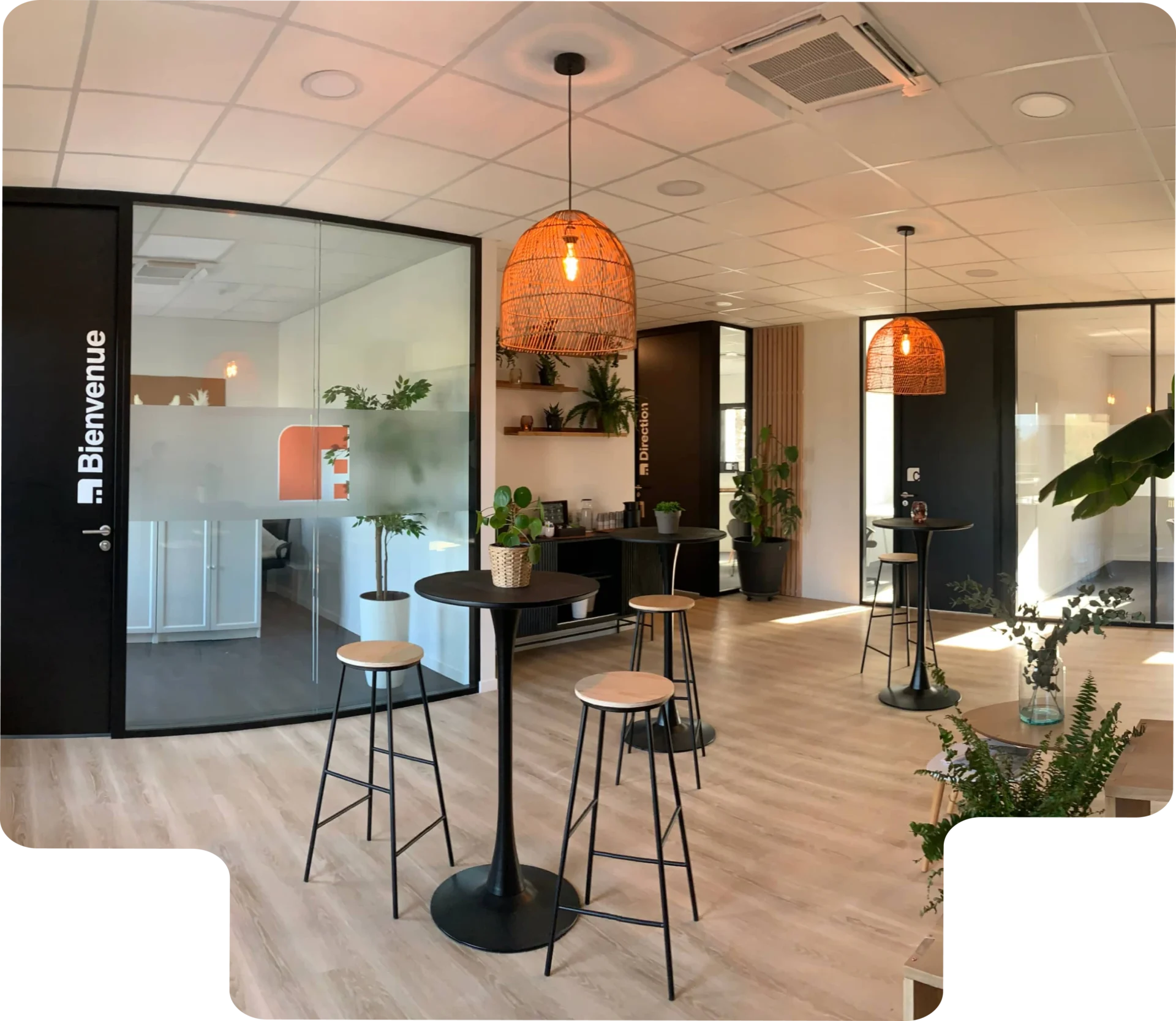 Bienvenue chez Formalisa Vue de l'accueil de Formalisa avec des espaces lumineux, des plantes vertes et une ambiance conviviale.