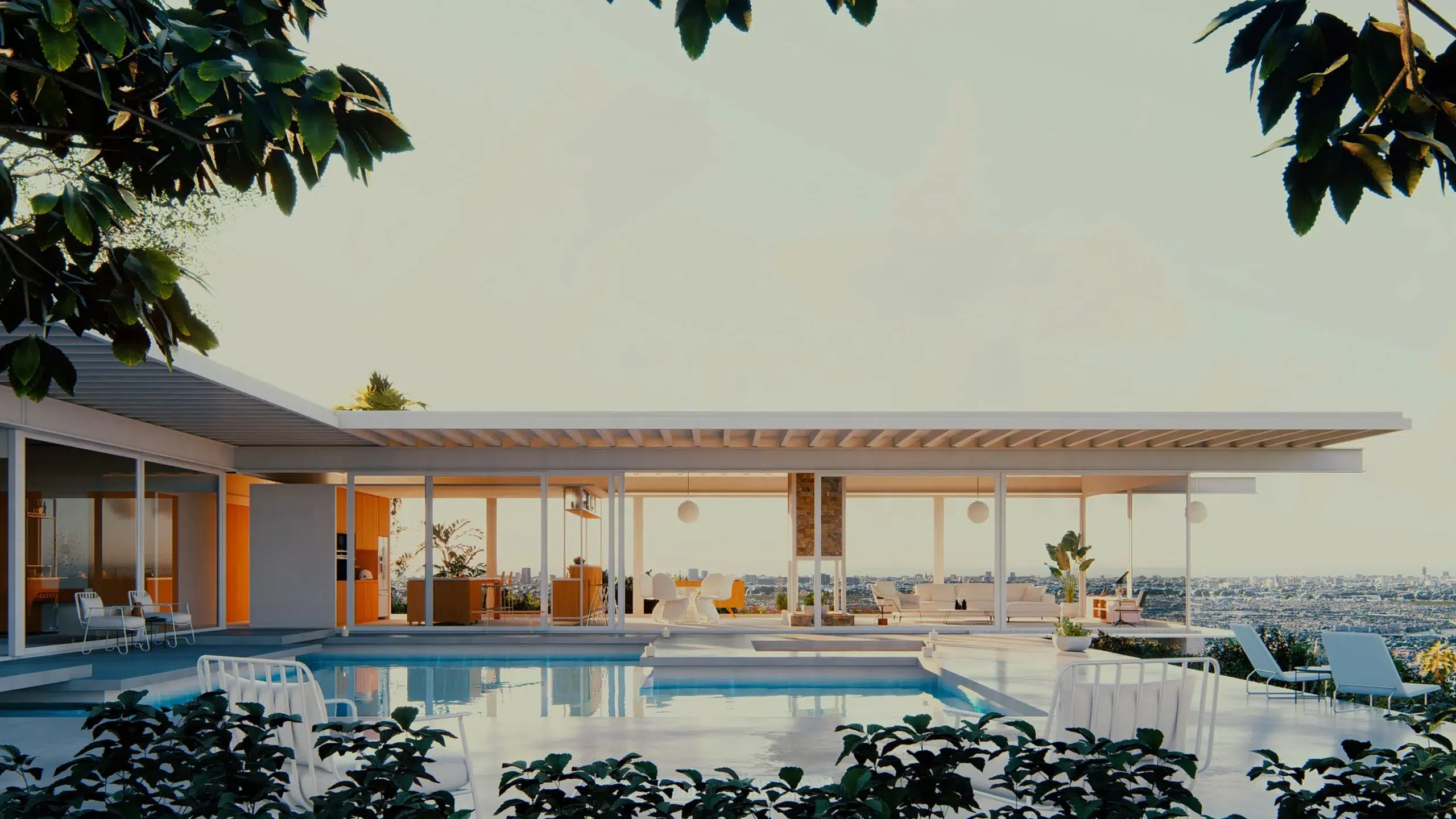 Rendu architectural réaliste d’une villa moderne avec piscine, créé avec le logiciel Lumion
