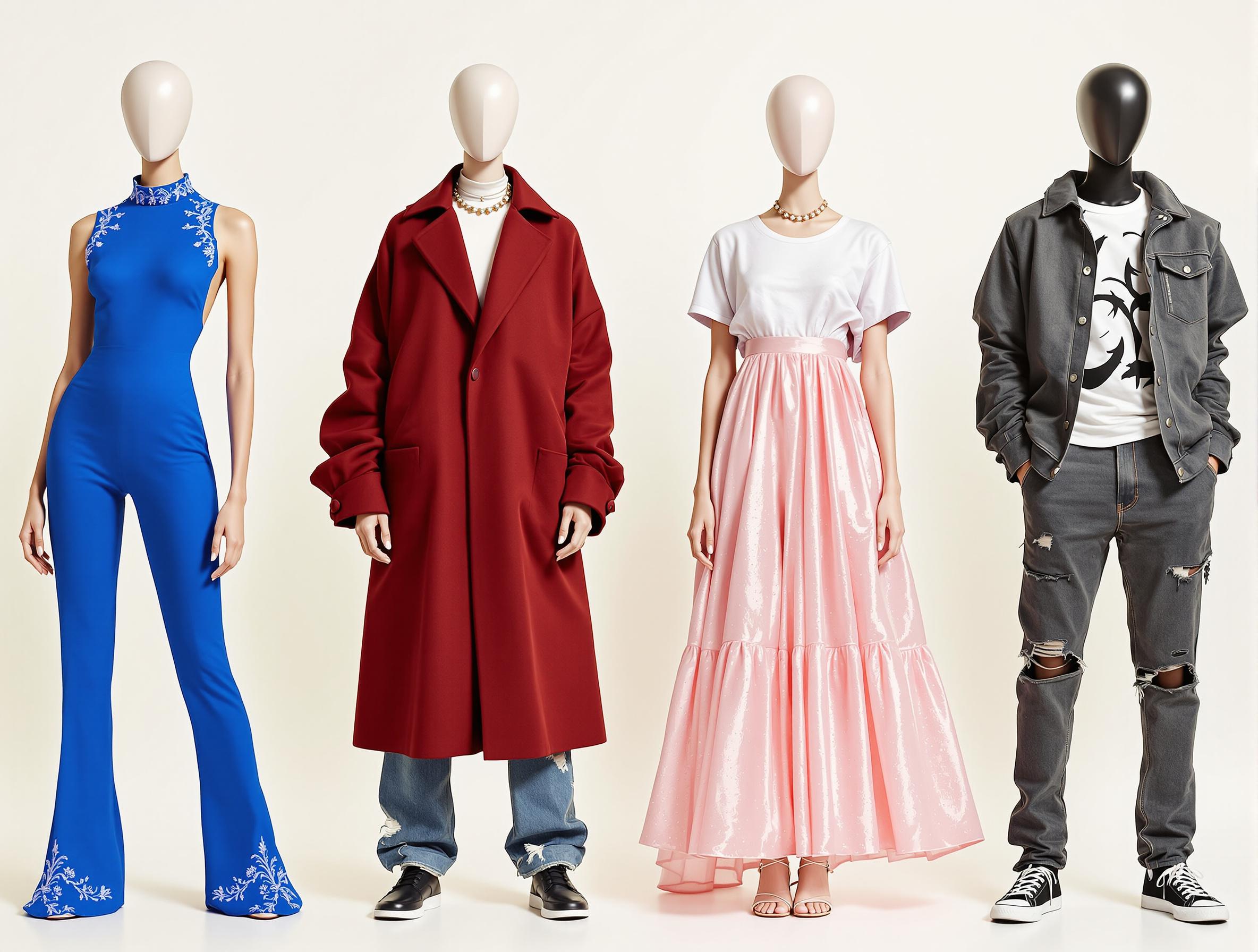 Exemple de créations digitales conçues avec Style3D Rendu de mannequins habillés avec des créations virtuelles conçues avec le logiciel Style3D