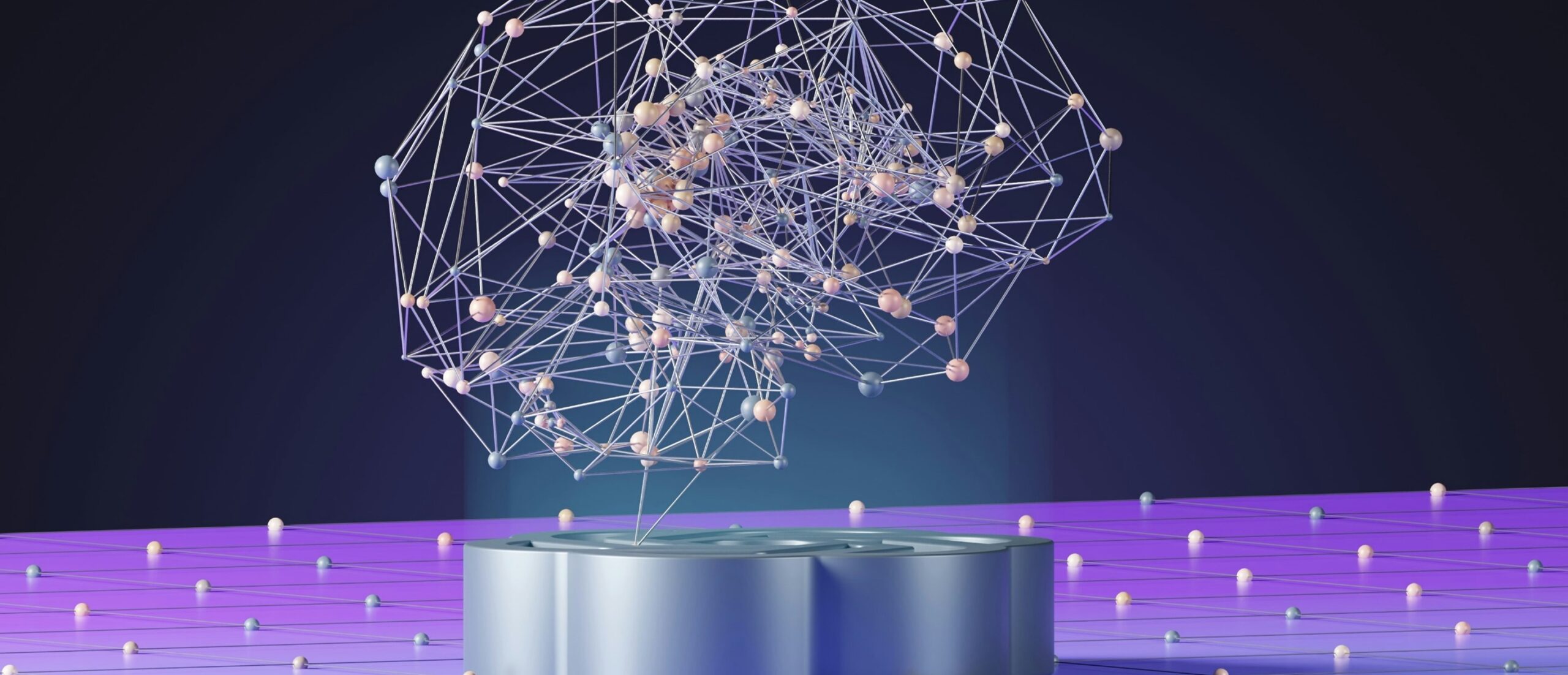 Représentation graphique d’un réseau de neurones symbolisant l’intelligence artificielle générative