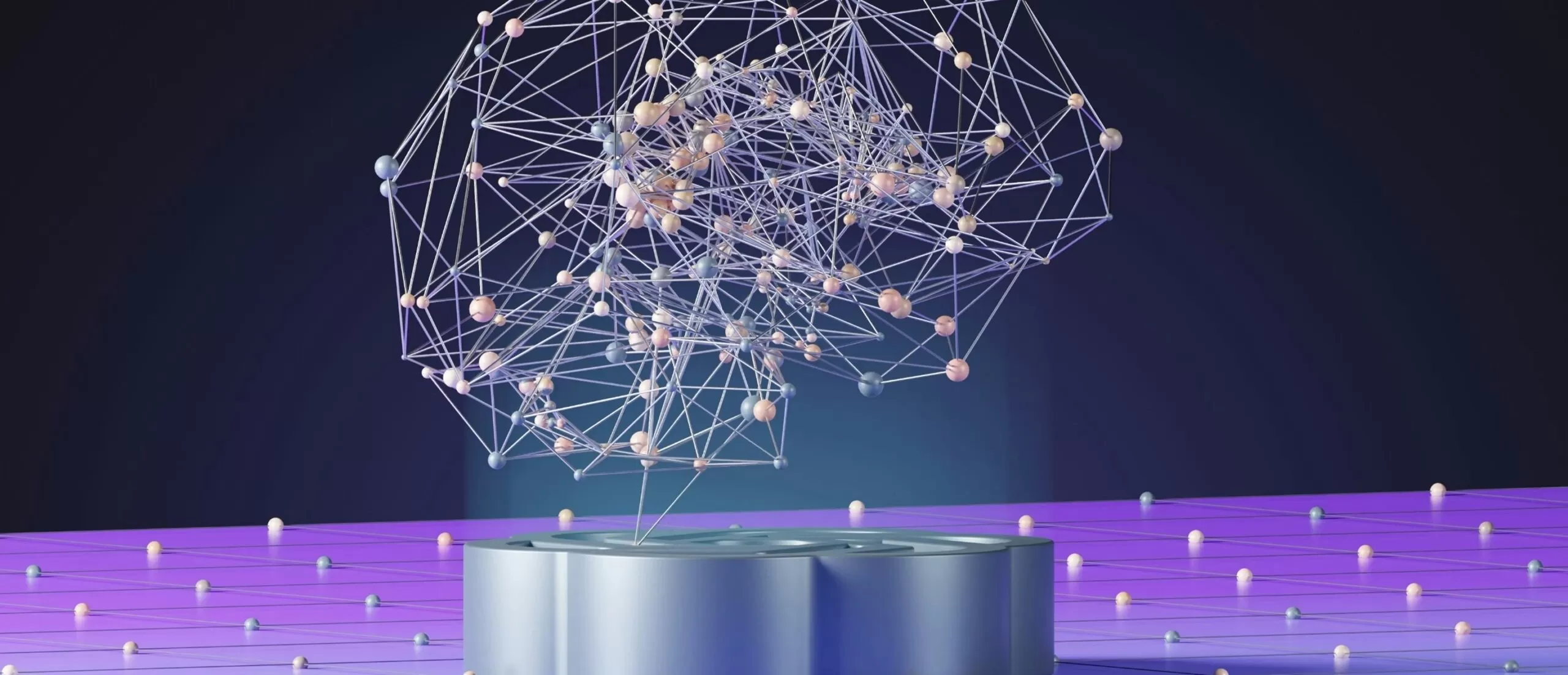 Représentation graphique d’un réseau de neurones symbolisant l’intelligence artificielle générative