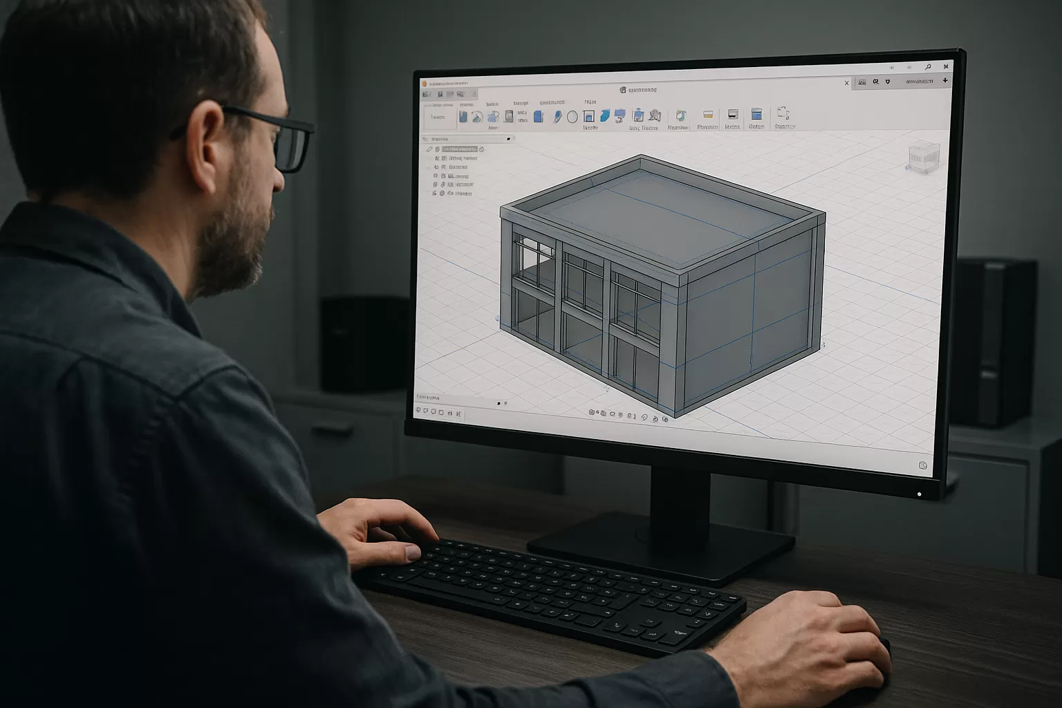 Apprenant travaillant sur un modèle 3D paramétrique dans un logiciel de conception assistée par ordinateur dans le cadre d’une formation certifiante éligible au CPF