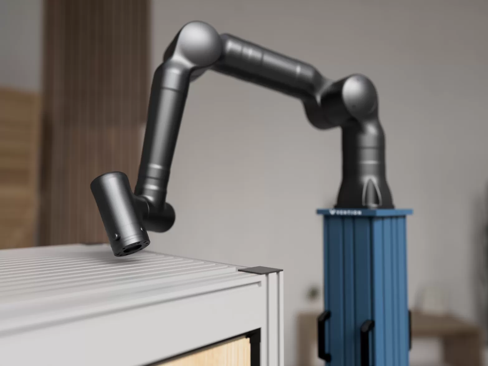 Bras robotisé modélisé en 3D illustrant un projet industriel réalisé dans le cadre d’une formation certifiante en conception 3D éligible au CPF