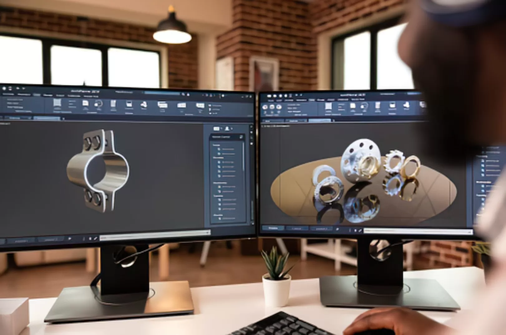 Ingénieur modélisant des pièces et assemblages mécaniques 3D paramétriques sur logiciel de CAO, dans le cadre de la certification RS6037